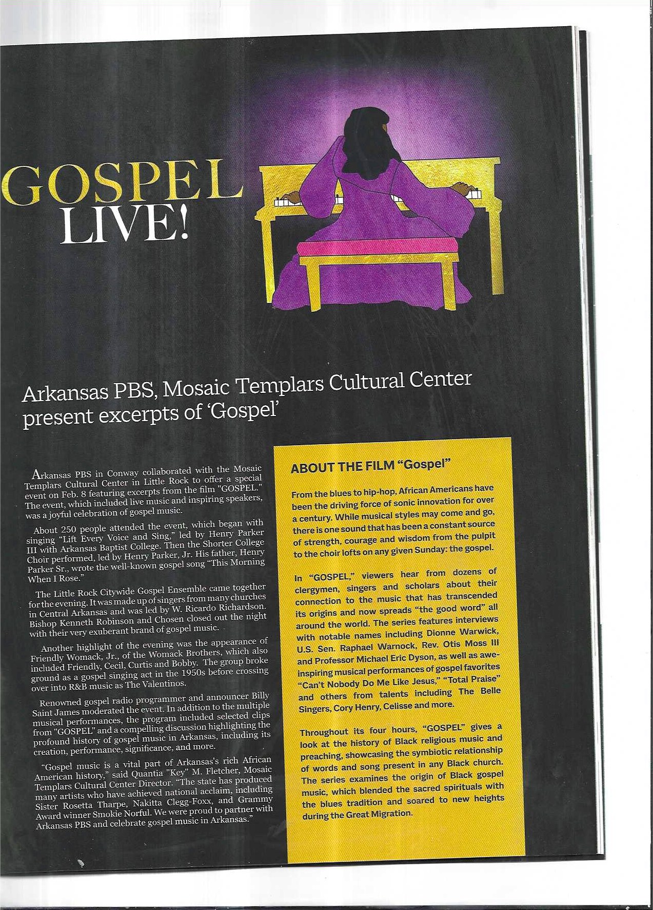 Arkansas PBS Gospel Live article clipping